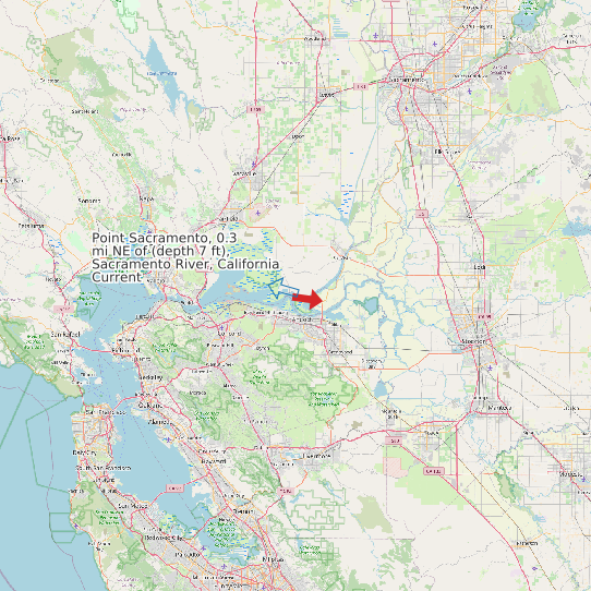 Point Sacramento, 0.3 mi NE of (depth 7 ft), Sacramento River, California Current map