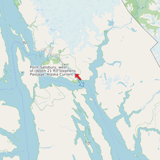Map of Point Salisbury, west of (depth 21 ft), Stephens Passage, Alaska Current Prediction Station
