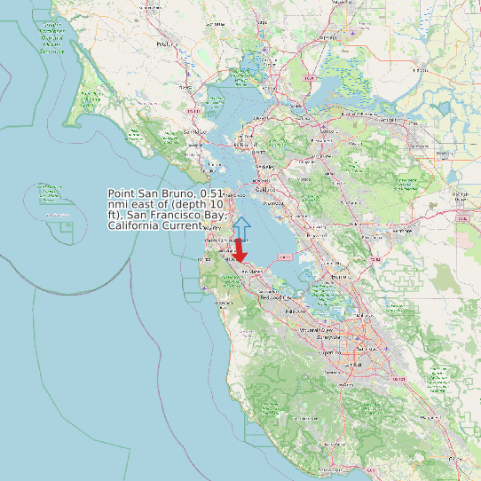 Map of Point San Bruno, 0.51 nmi east of (depth 10 ft), San Francisco Bay, California Current Prediction Station