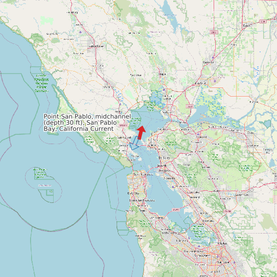 Map of Point San Pablo, midchannel (depth 30 ft), San Pablo Bay, California Current Prediction Station