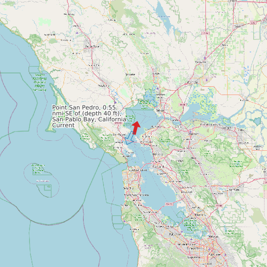 Point San Pedro, 0.55 nmi SE of (depth 40 ft), San Pablo Bay, California Current map