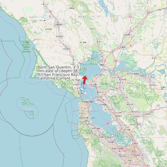Point San Quentin, 1.3 nmi east of (depth 38 ft), San Francisco Bay, California Current map
