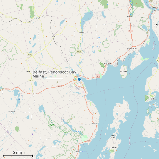 Map of Belfast, Penobscot Bay, Maine Tide Prediction Station