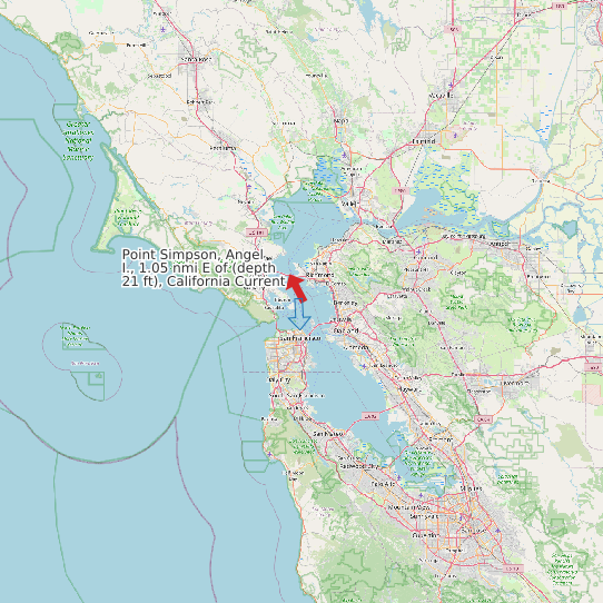 Point Simpson, Angel I., 1.05 nmi E of (depth 21 ft), California Current map