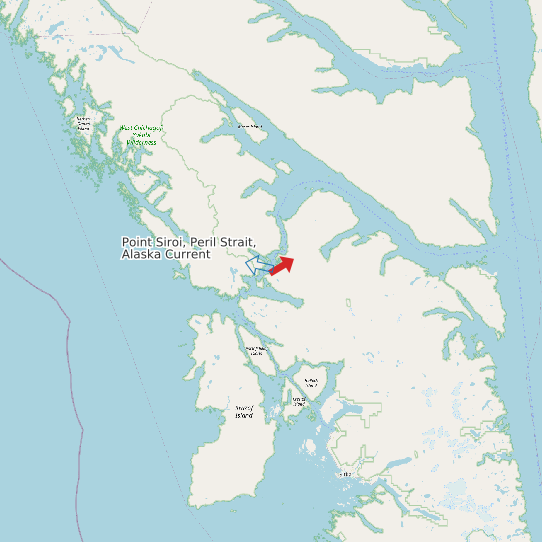 Point Siroi, Peril Strait, Alaska Current map