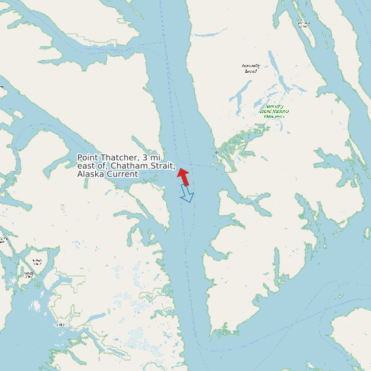 Map of Point Thatcher, 3 mi east of, Chatham Strait, Alaska Current Prediction Station