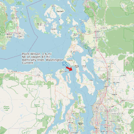 Map of Point Wilson, 1.6 mi NE of (depth 87 ft), Admiralty Inlet, Washington Current Prediction Station