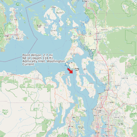 Point Wilson, 2.7 mi NE of (depth 118 ft), Admiralty Inlet, Washington Current map