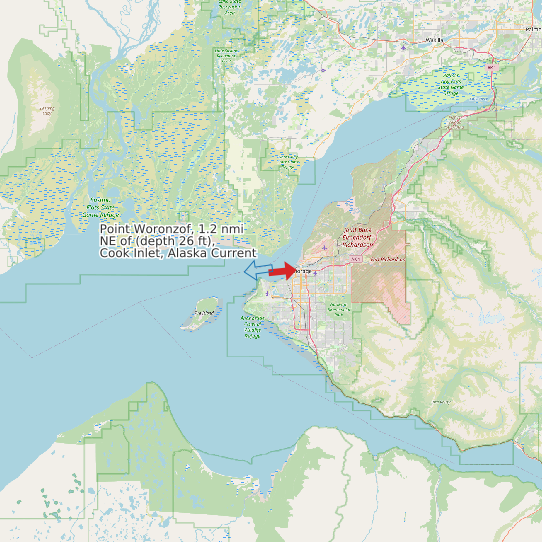 Point Woronzof, 1.2 nmi NE of (depth 26 ft), Cook Inlet, Alaska Current map