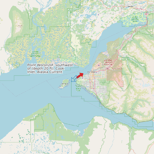 Point Woronzof, southwest of (depth 20 ft), Cook Inlet, Alaska Current map