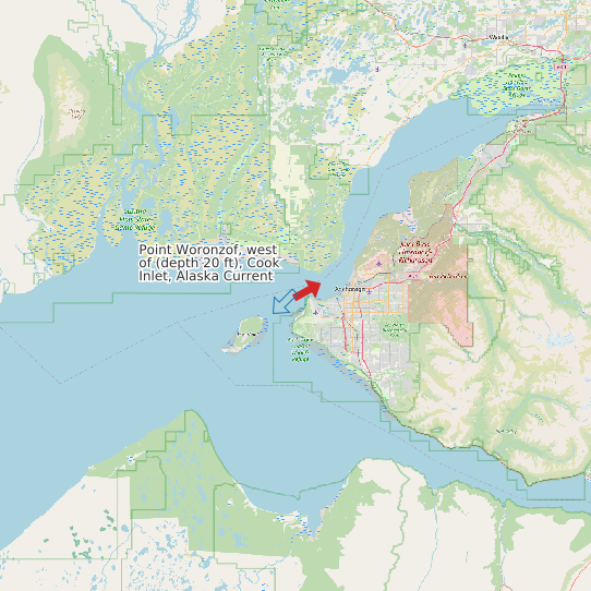 Point Woronzof, west of (depth 20 ft), Cook Inlet, Alaska Current map