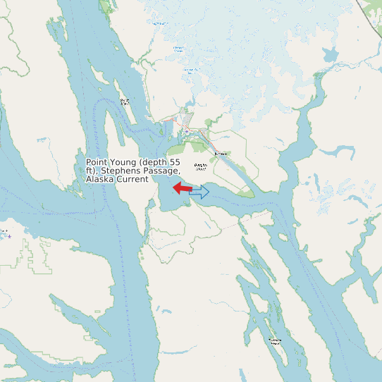 Point Young (depth 55 ft), Stephens Passage, Alaska Current map
