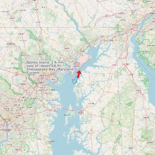 Map of Pooles Island, 1.6 nmi east of (depth 16 ft), Chesapeake Bay, Maryland Current Prediction Station
