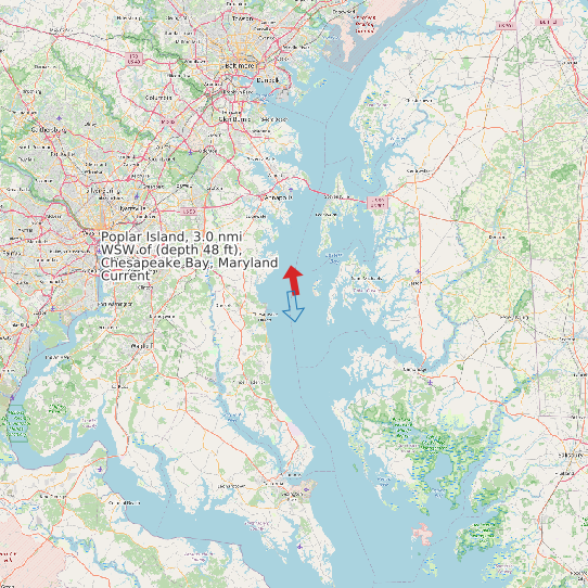 Poplar Island, 3.0 nmi WSW of (depth 48 ft), Chesapeake Bay, Maryland Current map