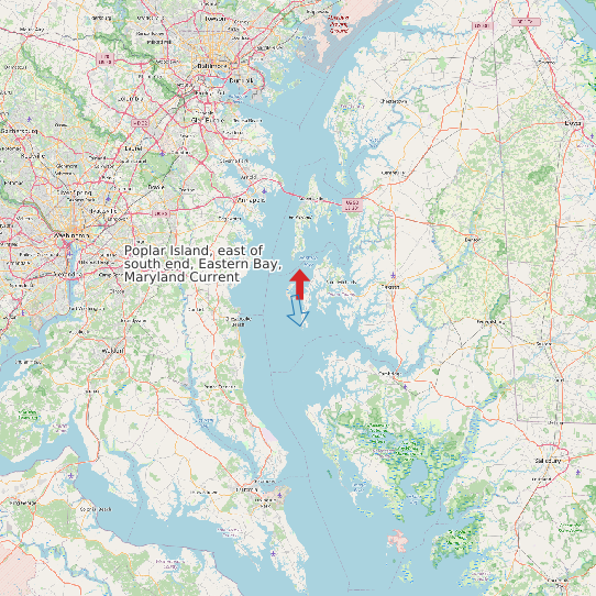 Map of Poplar Island, east of south end, Eastern Bay, Maryland Current Prediction Station