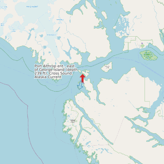 Map of Port Althrop ent., east of George Island (depth 239 ft), Cross Sound, Alaska Current Prediction Station