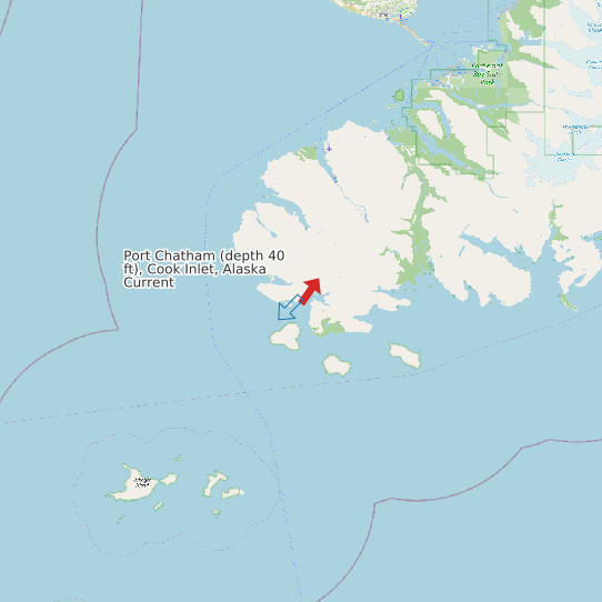 Map of Port Chatham (depth 40 ft), Cook Inlet, Alaska Current Prediction Station