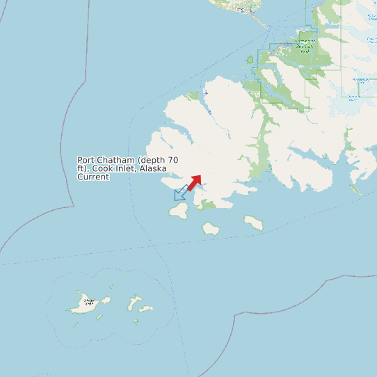 Map of Port Chatham (depth 70 ft), Cook Inlet, Alaska Current Prediction Station
