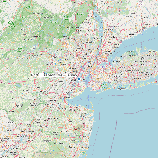 Map of Port Elizabeth, New Jersey Tide Prediction Station