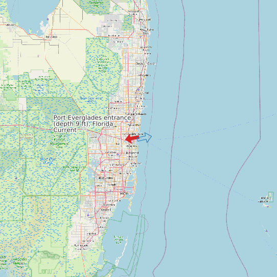 Port Everglades entrance (depth 9 ft), Florida Current map