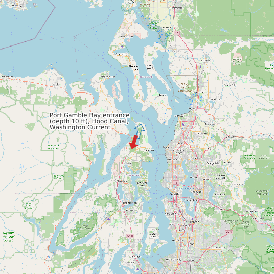 Map of Port Gamble Bay entrance (depth 10 ft), Hood Canal, Washington Current Prediction Station