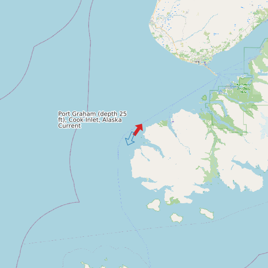 Map of Port Graham (depth 25 ft), Cook Inlet, Alaska Current Prediction Station