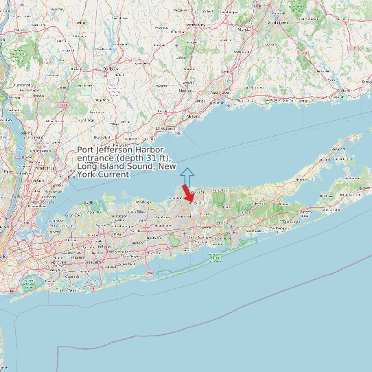 Map of Port Jefferson Harbor entrance (depth 31 ft), Long Island Sound, New York Current Prediction Station