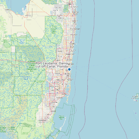 Port Laudania, Dania cut-off Canal, Florida map