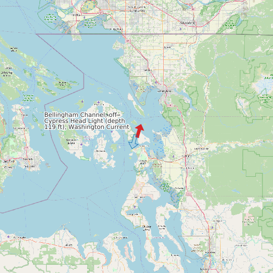 Bellingham Channel, off Cypress Head Light (depth 119 ft), Washington Current map