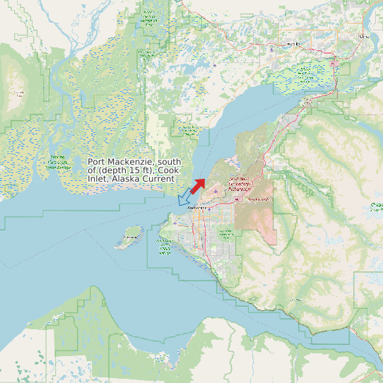 Port Mackenzie, south of (depth 15 ft), Cook Inlet, Alaska Current map
