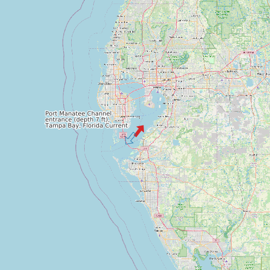 Map of Port Manatee Channel entrance (depth 7 ft), Tampa Bay, Florida Current Prediction Station