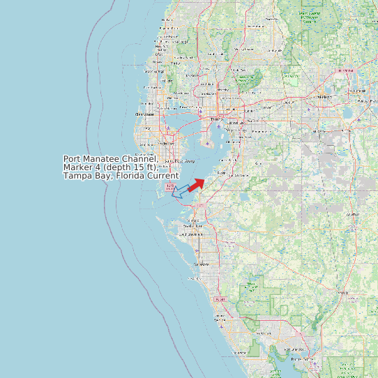 Map of Port Manatee Channel, Marker 4 (depth 15 ft), Tampa Bay, Florida Current Prediction Station
