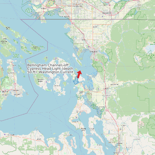 Bellingham Channel, off Cypress Head Light (depth 50 ft), Washington Current map