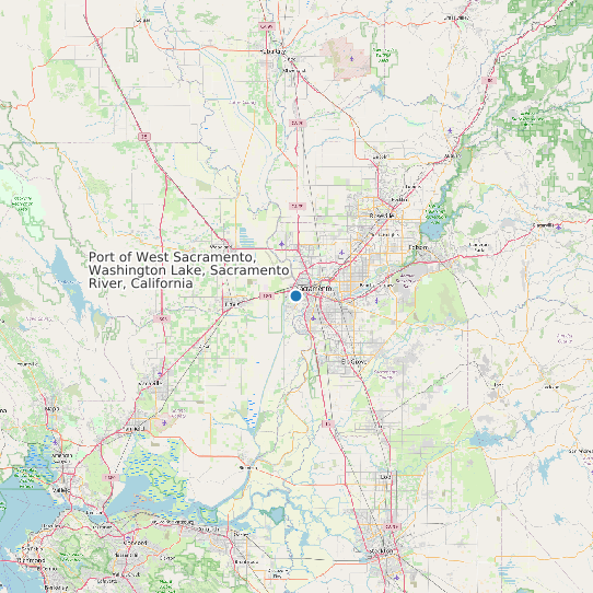 Port of West Sacramento, Washington Lake, Sacramento River, California map