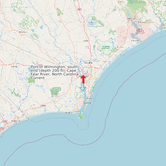 Map of Port of Wilmington, south end (depth 200 ft), Cape Fear River, North Carolina Current Prediction Station