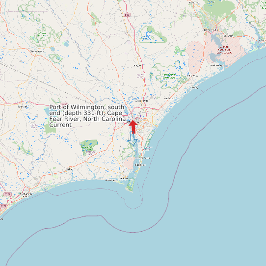 Port of Wilmington, south end (depth 331 ft), Cape Fear River, North Carolina Current map