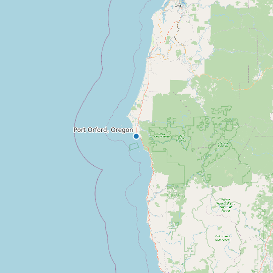 Map of Port Orford, Oregon Tide Prediction Station