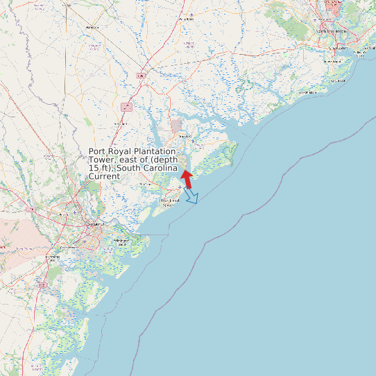 Map of Port Royal Plantation Tower, east of (depth 15 ft), South Carolina Current Prediction Station