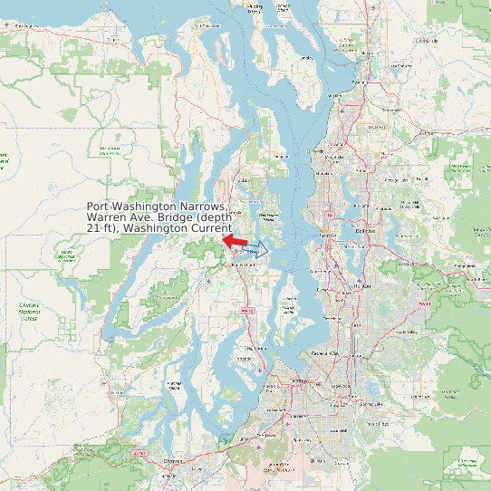 Map of Port Washington Narrows, Warren Ave. Bridge (depth 21 ft), Washington Current Prediction Station