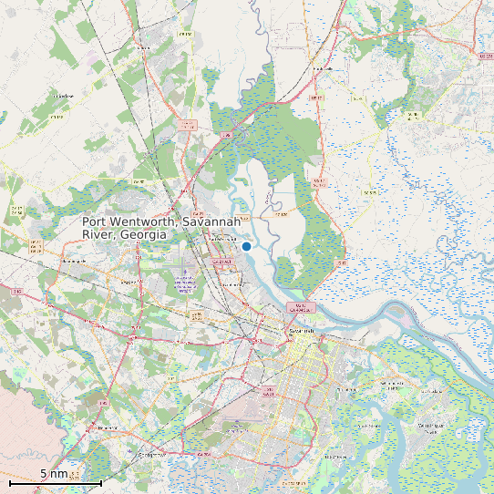 Map of Port Wentworth, Savannah River, Georgia Tide Prediction Station