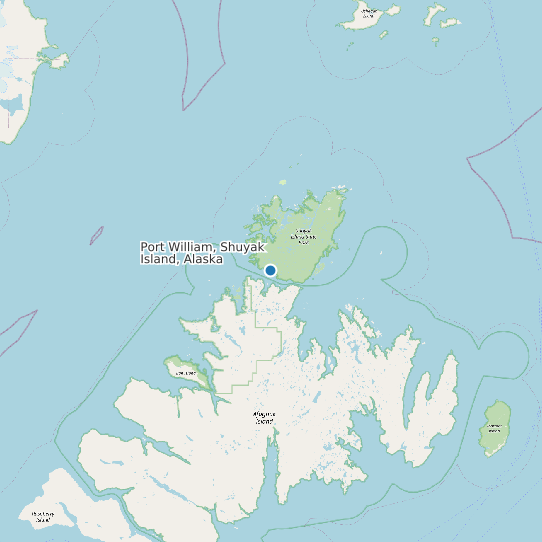 Map of Port William, Shuyak Island, Alaska Tide Prediction Station