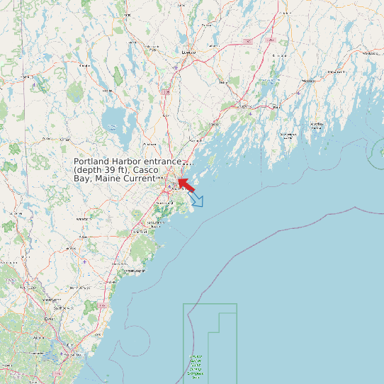 Portland Harbor entrance (depth 39 ft), Casco Bay, Maine Current map