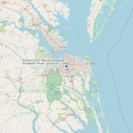 Map of Portsmouth, Naval Shipyard, Elizabeth River, Virginia Tide Prediction Station