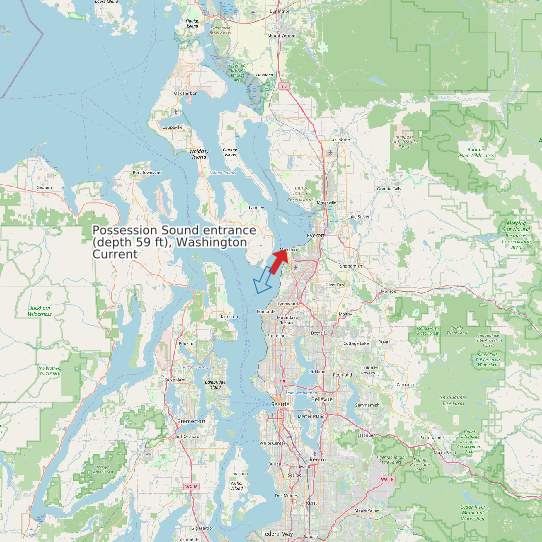 Map of Possession Sound entrance (depth 59 ft), Washington Current Prediction Station