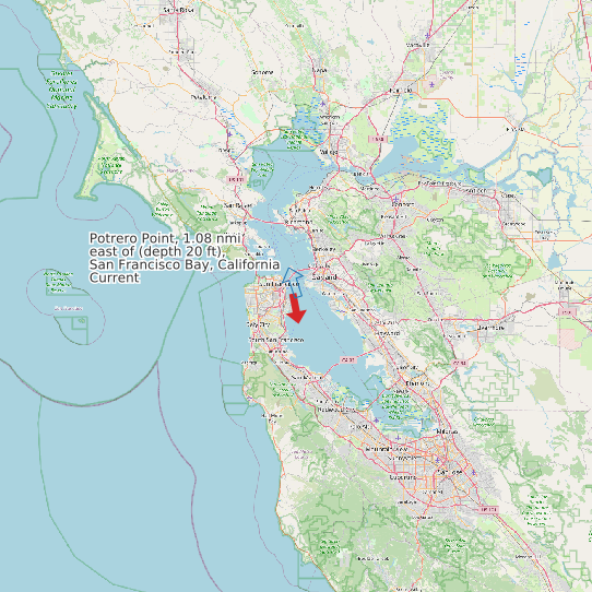 Potrero Point, 1.08 nmi east of (depth 20 ft), San Francisco Bay, California Current map