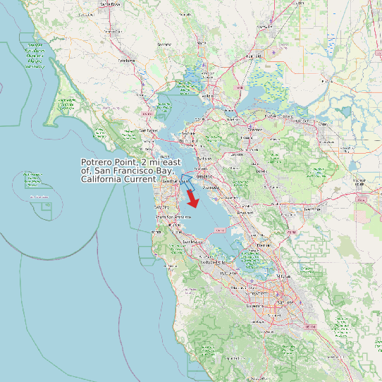 Map of Potrero Point, 2 mi east of, San Francisco Bay, California Current Prediction Station