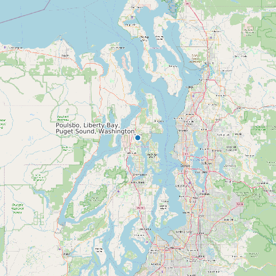 Map of Poulsbo, Liberty Bay, Puget Sound, Washington Tide Prediction Station