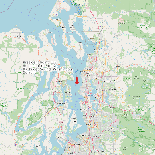 President Point, 1.5 mi east of (depth 71 ft), Puget Sound, Washington Current map
