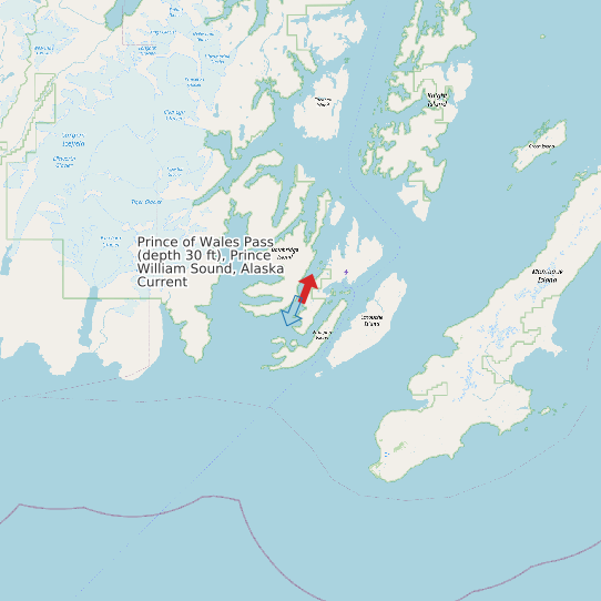 Prince of Wales Pass (depth 30 ft), Prince William Sound, Alaska Current map