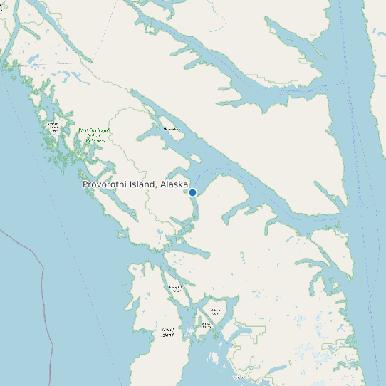 Map of Provorotni Island, Alaska Tide Prediction Station